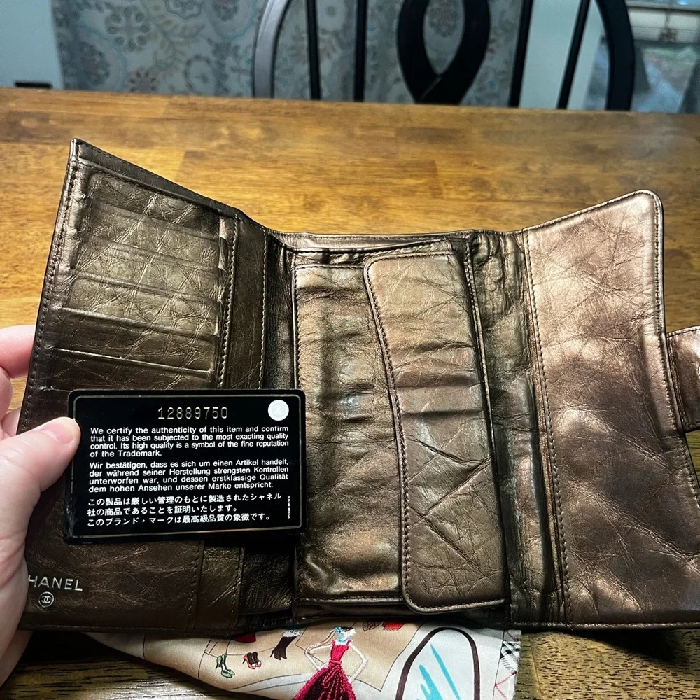 Chanel Quilted Metallic Brown Leather Wallet - Women - Picture 4 of 13
